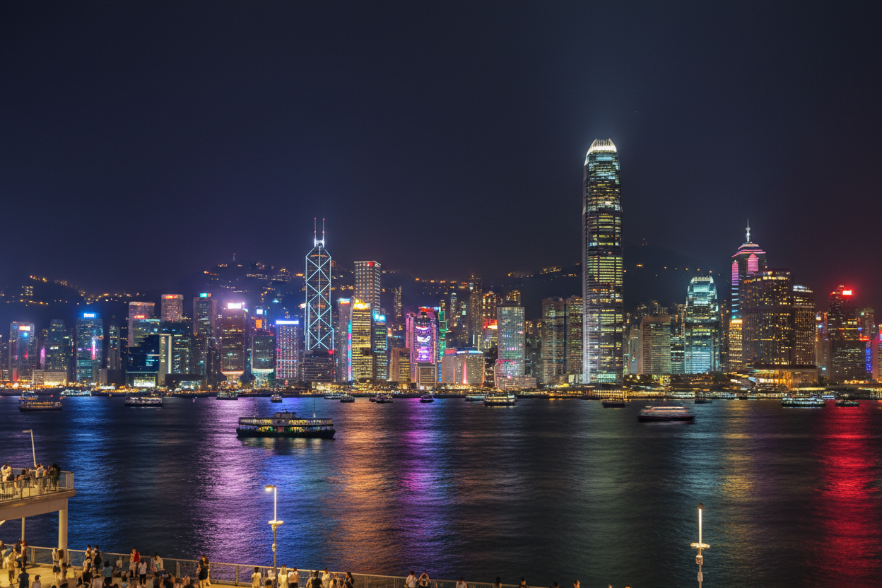 Skyline of hong hong by night